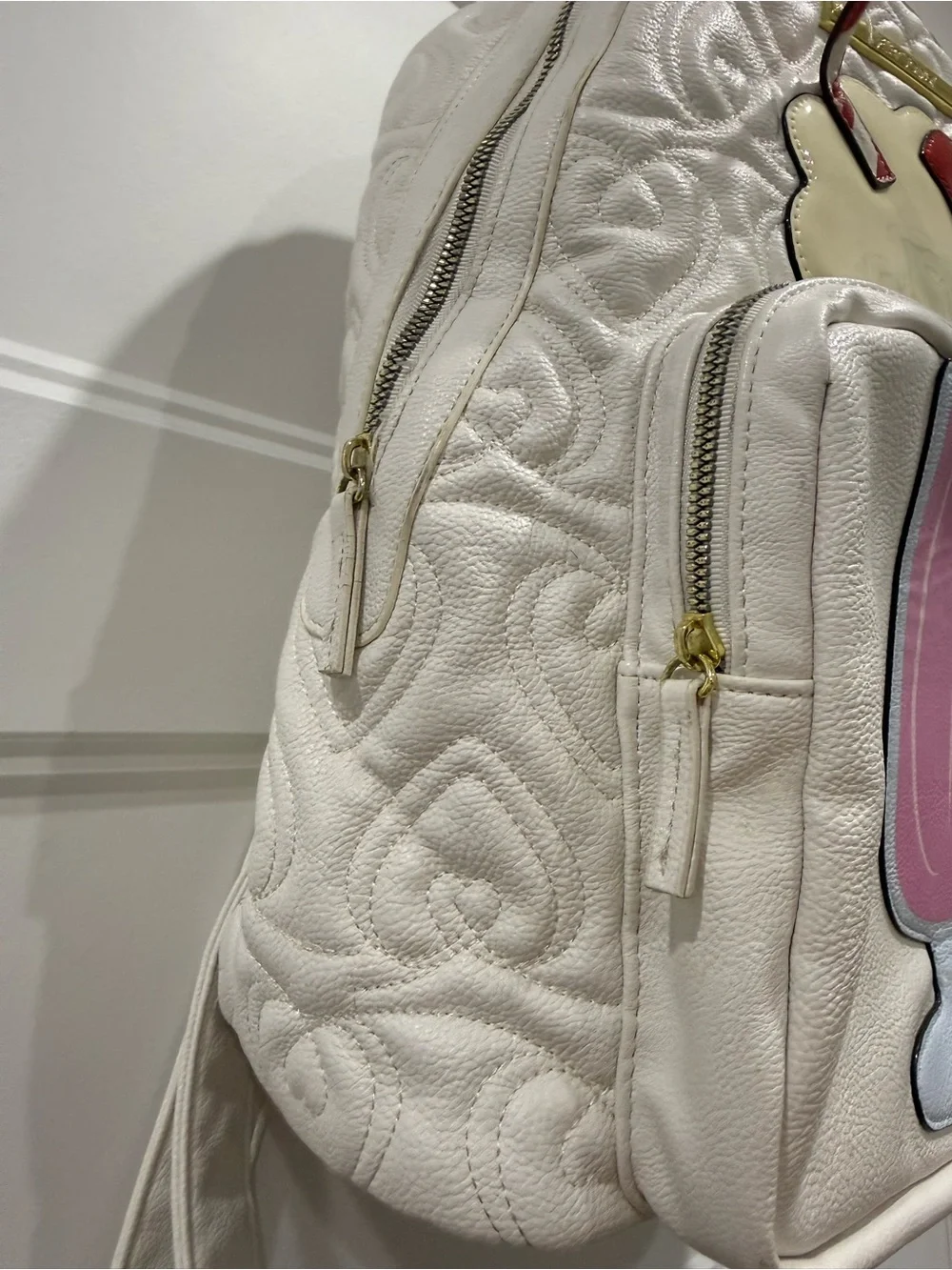 EUC Quilted Betsey Johnson Milkshake Backpack with Pink Cup and Red Cherry lined